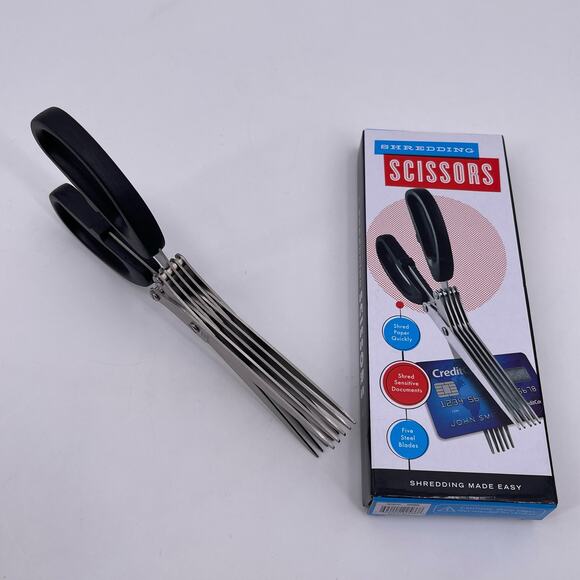 Shredding Scissors with Five Steel Blades Shreds Paper Plastic # 2518131 NEW - Picture 2 of 12